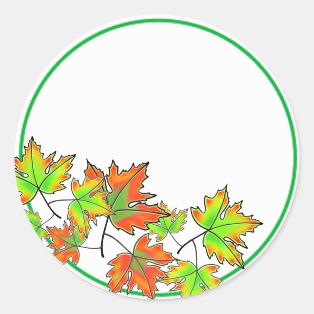 Sticker Rond Feuilles d'érable multicolores (Devant)