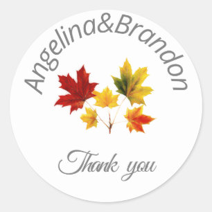 Sticker Rond Feuilles d'érable vintage - Merci