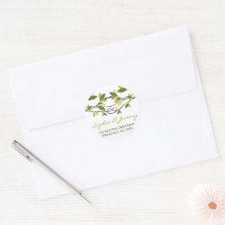Sticker Rond Feuilles d'été Knott Love Trees Whimsical Mariage