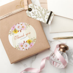 Sticker Rond Feuilles florales à l'aquarelle