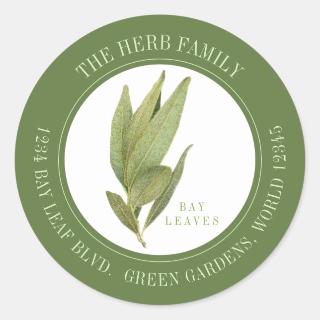 Sticker Rond FEUILLES FRESH BAY Petites adresses rondes - Vert (Devant)
