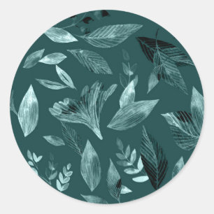Sticker Rond Feuilles mortes aquarelle 10