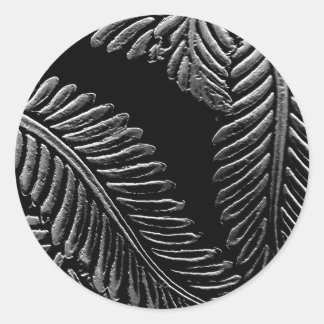 Sticker Rond Feuilles noirs et blancs