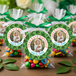 Sticker Rond Feuilles personnalisées et anniversaire photo