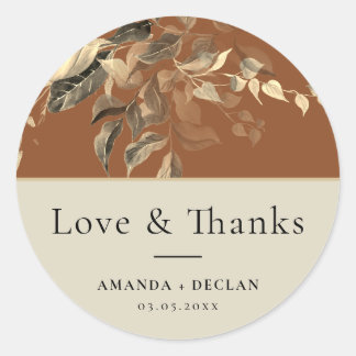 Sticker Rond Feuilles sauvages Terra Cotta Floral Mariage