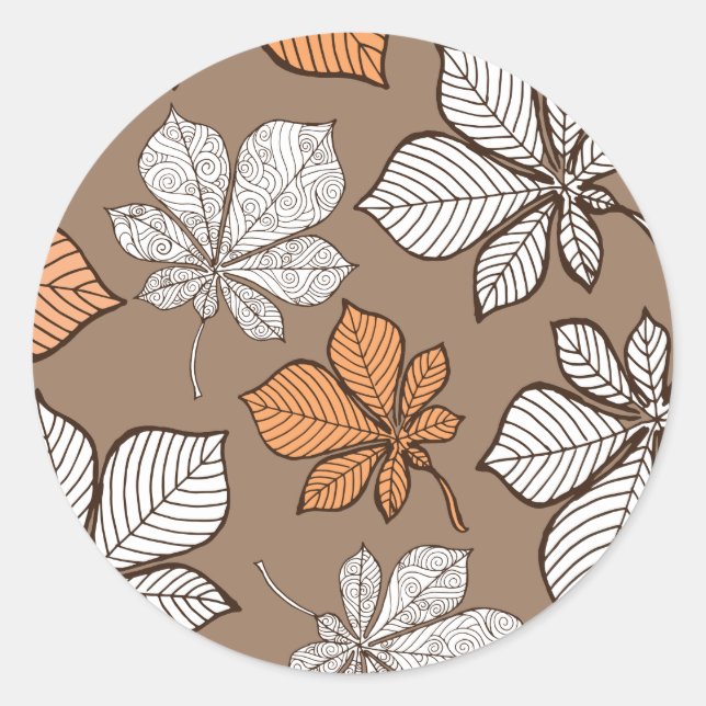 Sticker Rond Feuilles stylisées 7 (Devant)