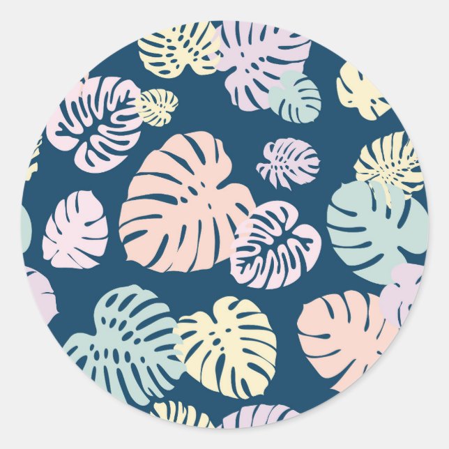 Sticker Rond Feuilles tropicales multicolores 4 (Devant)