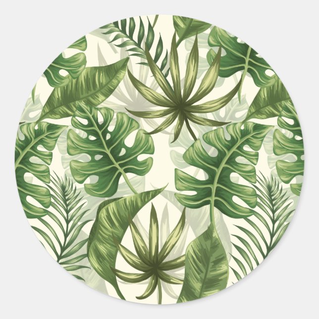 Sticker Rond Feuilles tropicaux (Devant)