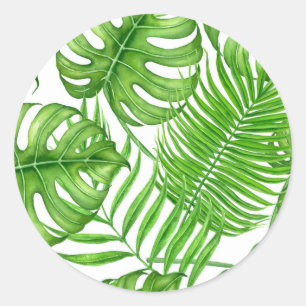 Sticker Rond Feuilles tropicaux