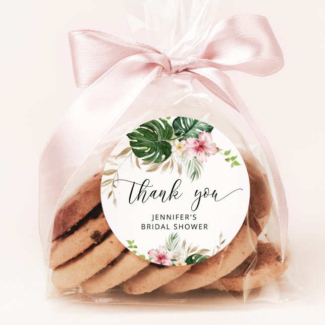 Sticker Rond Feuilles tropicaux, douche nuptiale monstère (Créateur téléchargé)