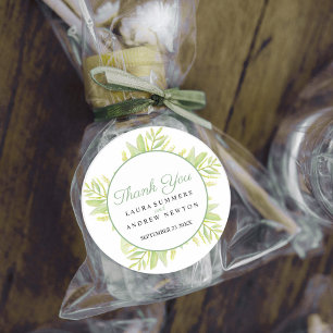 Sticker Rond Feuilles vertes d'eucalyptus merci faveur
