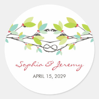 Sticker Rond Feuilles verts amoureux noués arbres Printemps Mar