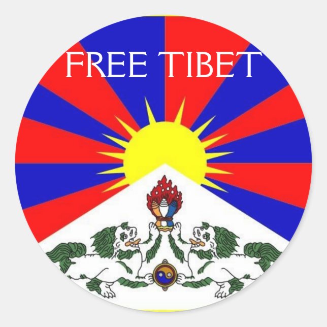 Sticker Rond Feuillet TIBET GRATUIT (Devant)