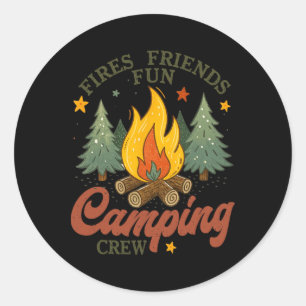 Sticker Rond Feux Amis Camping Amusant Équipe Feu de camp Extér