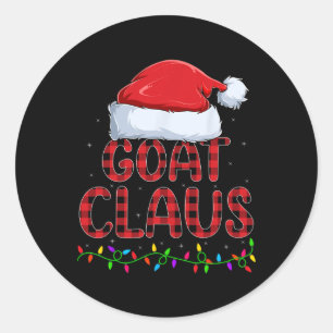 Sticker Rond Feux Buffalo Plaid Chèvre Santa Claus Noël