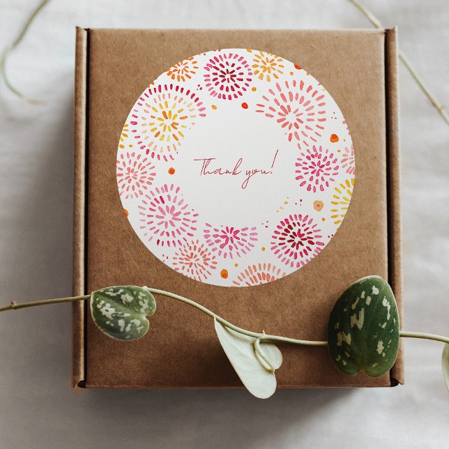 Sticker Rond Feux d'aquarelle mignonne en jaune et orange (Créateur téléchargé)