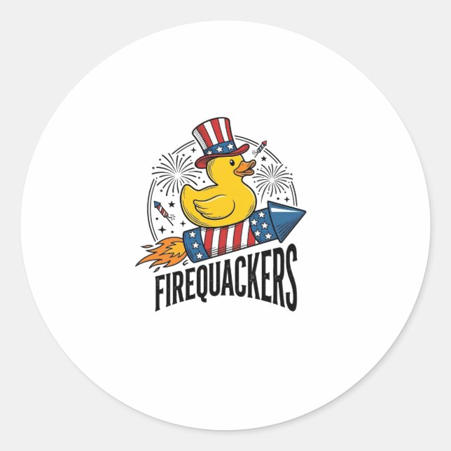 Sticker Rond Feux d'artifice Canard Patriote Conception de Chem (Devant)