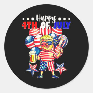 Sticker Rond Feux d'artifice Drôle Trump Patriotique Américain