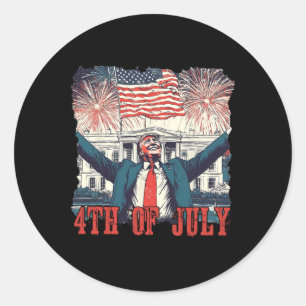 Sticker Rond Feux d'artifice Drôle Trump Patriotique Américain 