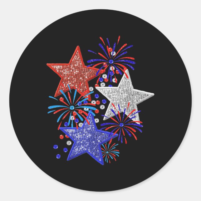 Sticker Rond Feux d'artifice du 4 juillet (Devant)