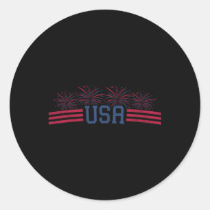Sticker Rond Feux d'artifice patriotiques 4 juillet drapeau amé