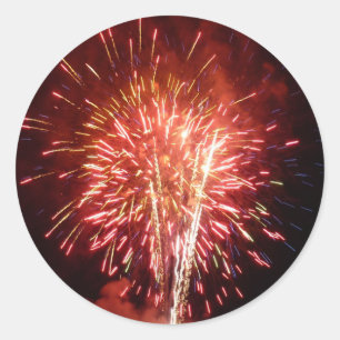 Sticker Rond Feux d'artifice Rouges, Blancs et Bleus II Patriot