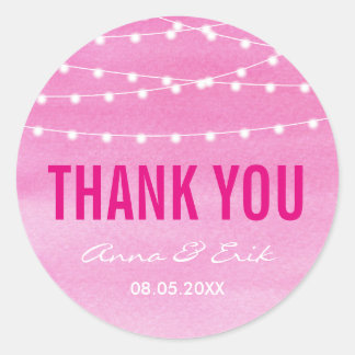 Sticker Rond Feux de chaîne d'aquarelle Fuchsia