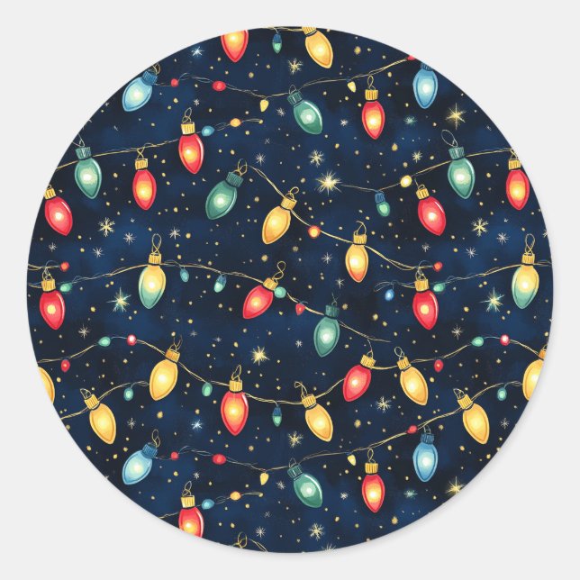 Sticker Rond Feux de Noël design avec brillance scintillante (Devant)