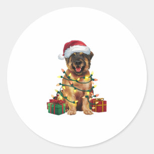 Sticker Rond Feux de Noël Éclairage Père Noël Leonberger Chien