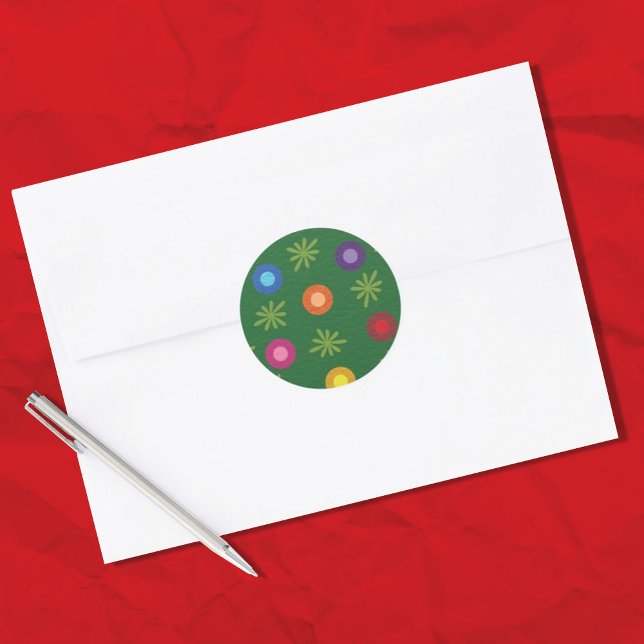 Sticker Rond Feux de Noël Multicolore (Créateur téléchargé)