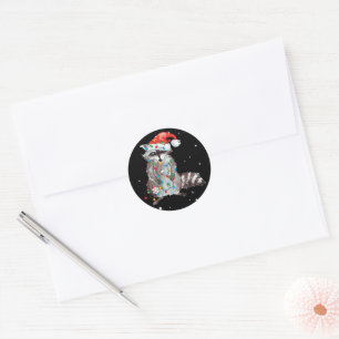 Sticker Rond Feux de Noël Raccoon Pajama Racoon Lover