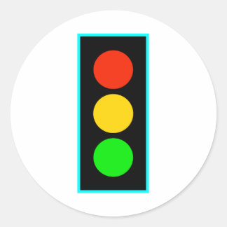 Sticker Rond Feux de rangement avec bordure bleu clair