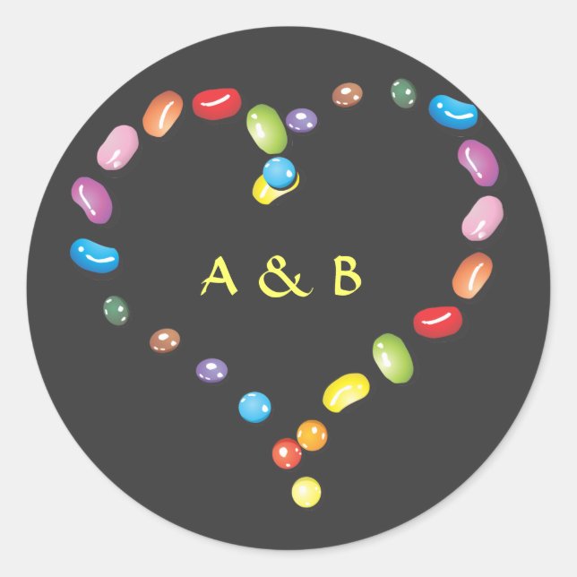 Sticker Rond Fèves de gelée sucrée forme coeur bonbon. Ajouter  (Devant)
