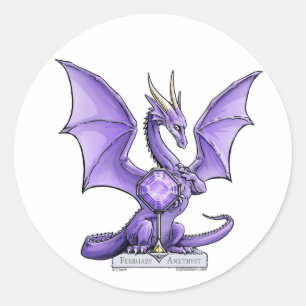 Sticker Rond Février Birthstone Dragon - Amethyst
