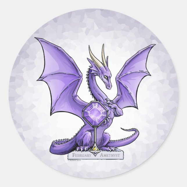 Sticker Rond Février Birthstone Dragon - Amethyst (Devant)