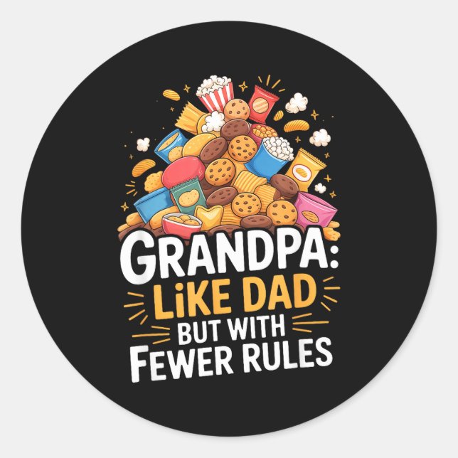 Sticker Rond Fewer Rules Funny Grandpa  (Devant)