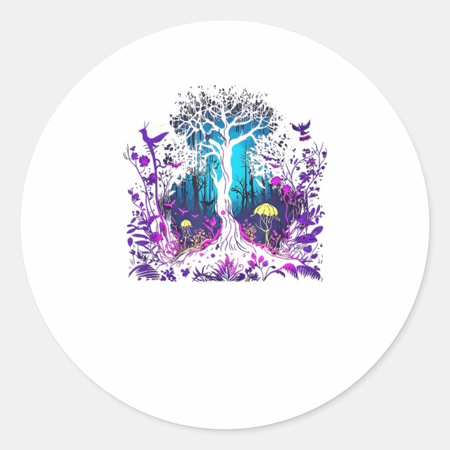 Sticker Rond Fey Gothic Emo Goblincore Aesthetic  Forest Graphi (Devant)