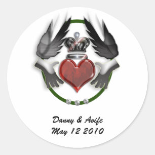 Sticker Rond fiançailles cardiaque de claddagh