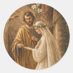 Sticker Rond Fiançailles de Marie et Saint Joseph Mariage Marié