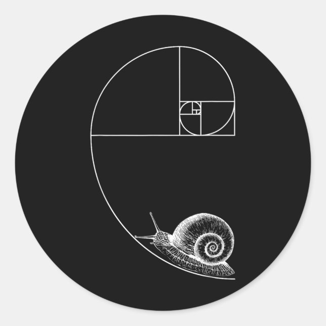 Sticker Rond Fibonacci Avec Escargot Mathématiques Mathématique (Devant)