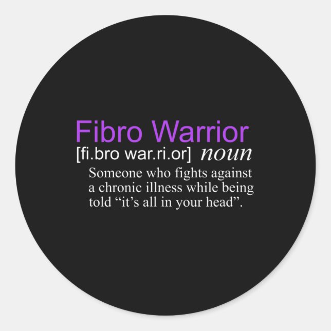 Sticker Rond Fibro Warrior Fibromyalgie Sensibilisation (Devant)