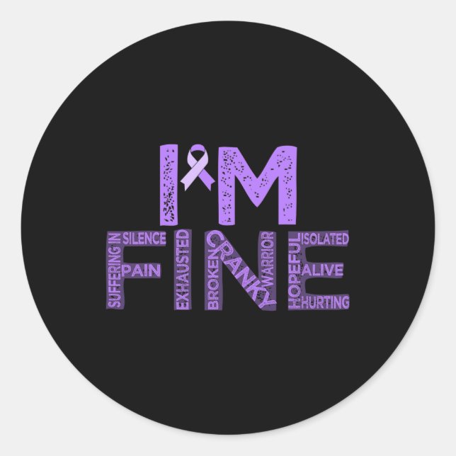Sticker Rond Fibromyalgie fine guerrier Fibro Sensibilisation V (Devant)
