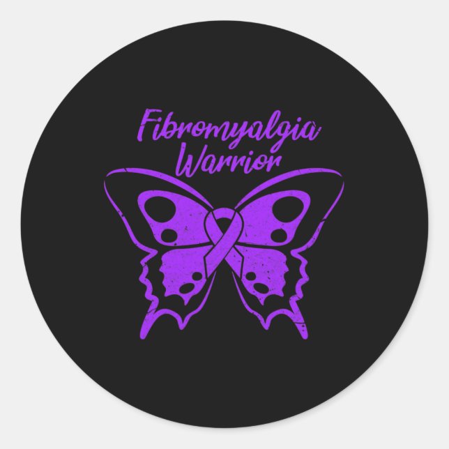 Sticker Rond Fibromyalgie Guerrier Fibro Sensibilisation Beurre (Devant)