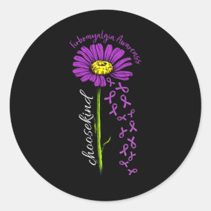 Sticker Rond Fibromyalgie Sensibilisation Fleur de marguerite F