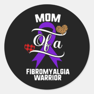 Sticker Rond Fibromyalgie Sensibilisation Leopard Buffalo Plaid