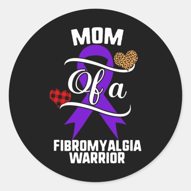 Sticker Rond Fibromyalgie Sensibilisation Leopard Buffalo Plaid (Devant)