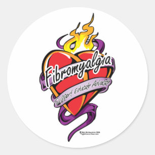 Sticker Rond Fibromyalgie Tattoo Heart