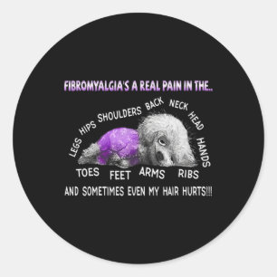 Sticker Rond Fibromyalgie : une véritable douleur Bichon Frise