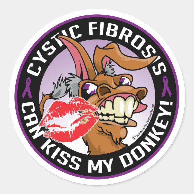 Sticker Rond Fibrose kystique Embrasse mon âne (Devant)