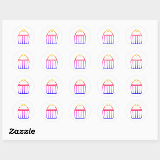 Sticker Rond Fiche d'autocollants Cupcake Dégradé Coloré